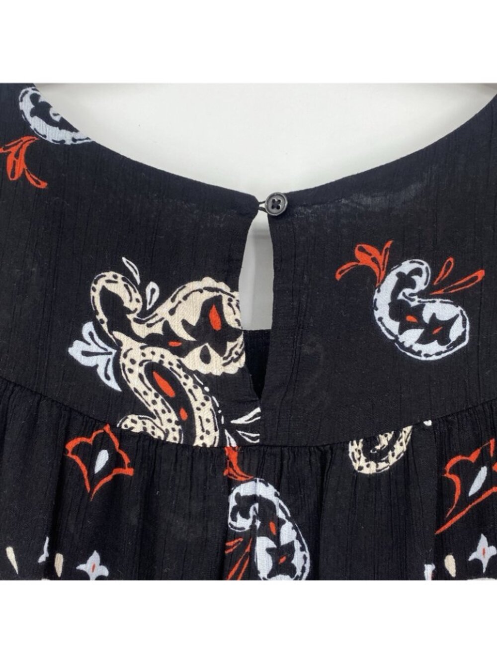 LOFT Women's Size M Red Paisley Blouse Flare Sleeves Rayon Boho - Picture 10 of 10